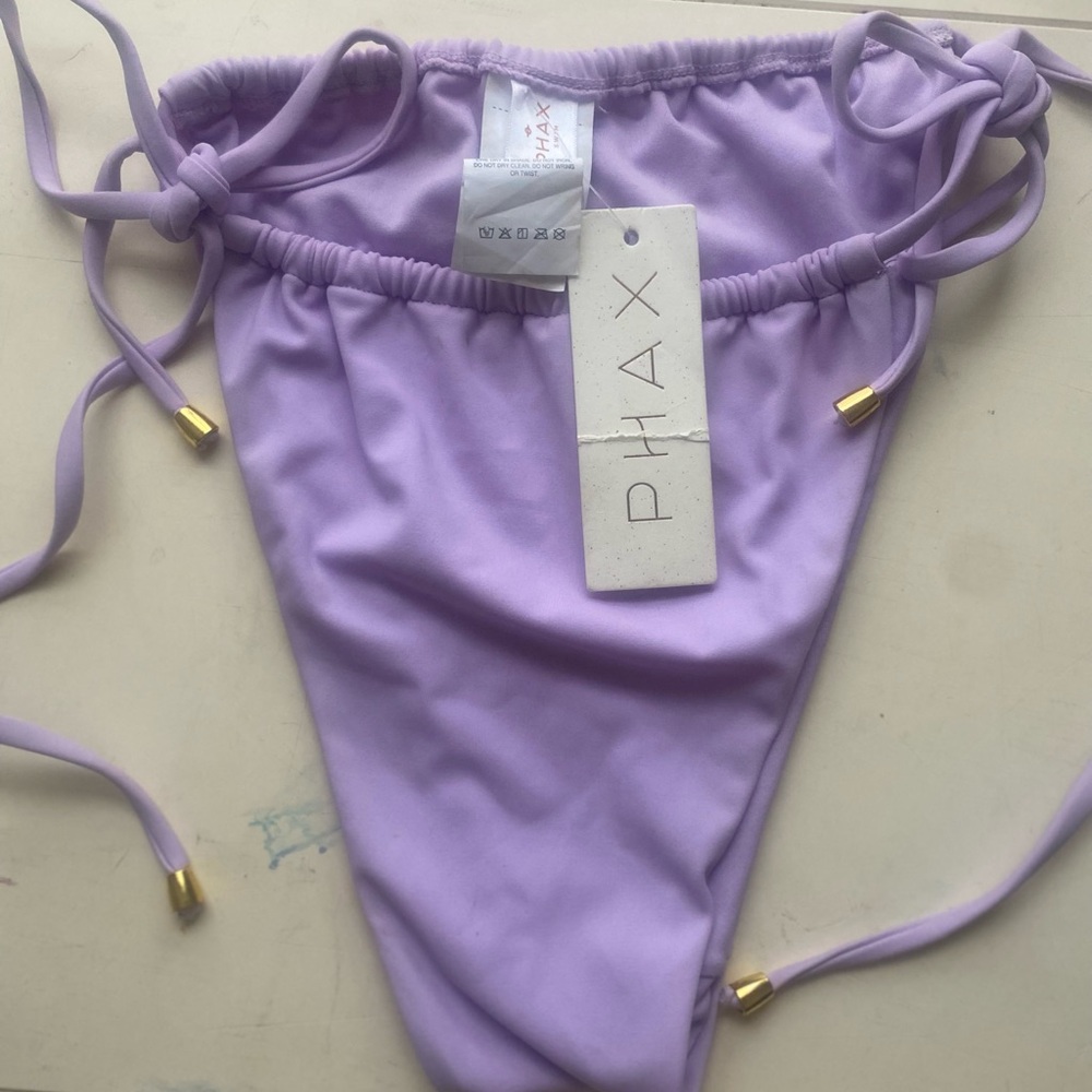 Phax purple and gold bikini bottoms size L tag still on